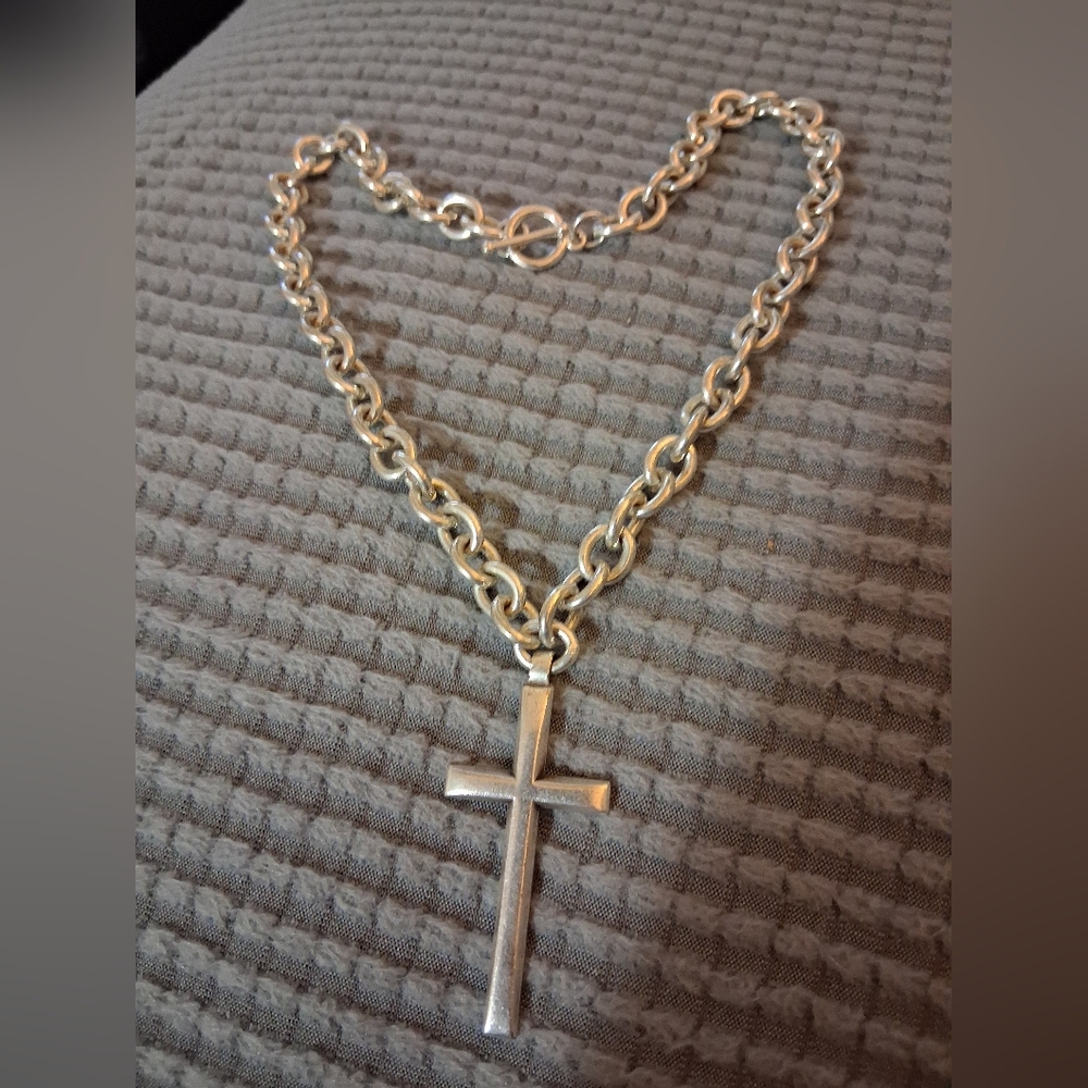 Silver Cross Pendant Necklace Not Real